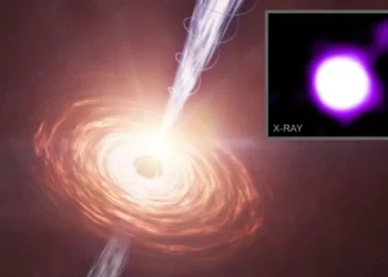 NASA’s Chandra Spots Unexpectedly Strong Jet from Distant Black Hole at Cosmic Noon