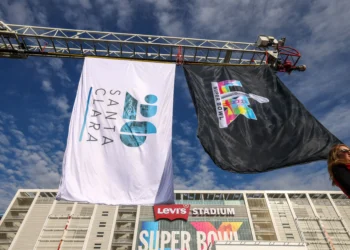 Santa Clara raises the Super Bowl LX flag as it prepares to welcome the world in 2026